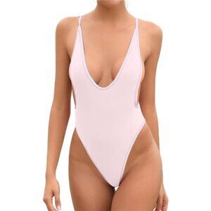 Women's High Cut One Piece Bathing Suit Backless Thong Brazilian Swimsuit